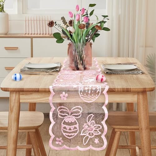 FainFun Spitze Ostern Tischläufer, 183 cm lang (Rosa) von FainFun