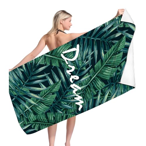 FainFun Strandtuch mikrofaser, 150 * 75cm Mikrofaser Handtuch Strand, Strand Handtücher Mädchen für Strand, Reisen, Badezimmer, Sauna, Schwimmbad (Vegetativ) von FainFun