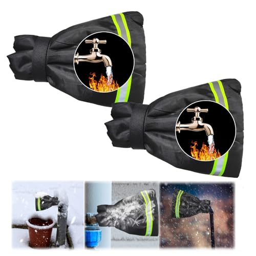 FainFun 2 PCS Wasserhahn Abdeckung Aussen Winter, Außenwasserhahn Abdeckung, Garten Wasserhahn Abdeckung mit Reflektierenden Streifen, Thermoschutz für Garten-Wasserhahn (22 * 18 * 5cm) von FainFun