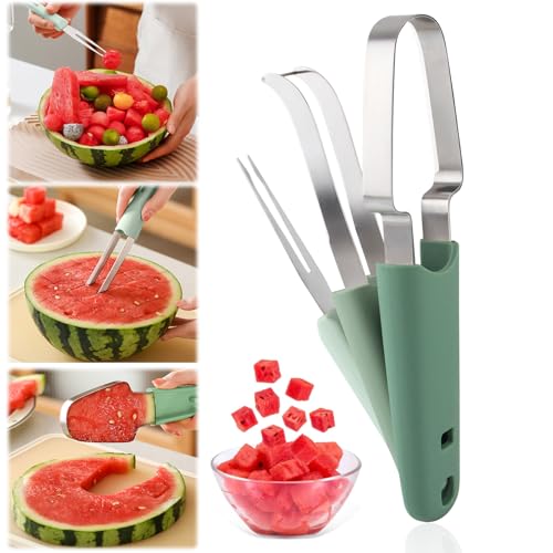 FainFun Wassermelonen Schneider, Melonenschneider 3 in 1, Melonenschneider Würfel, Wassermelonenschneider Eis von FainFun