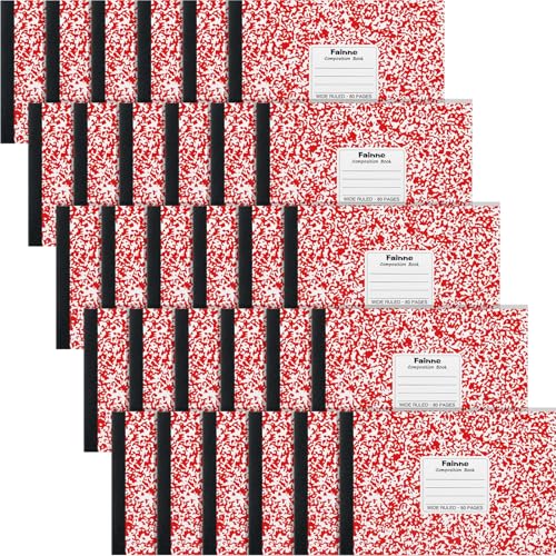 Fainne 30 Pack Composition Notebooks Half Size 4-7/8 x 7-1/2 Inches Wide Ruled Compositions Notebook Half Page Composition Notebook for Journal School Classroom Supplies 40 Sheet(Red) von Fainne