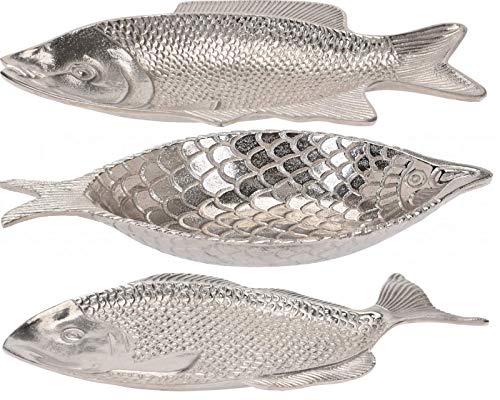 Fair-Shopping Fisch-Schale Tablett Teller Obst-Zier-Schale Aluminium-Schale Silber Variation (A220-40cm) von Fair-Shopping