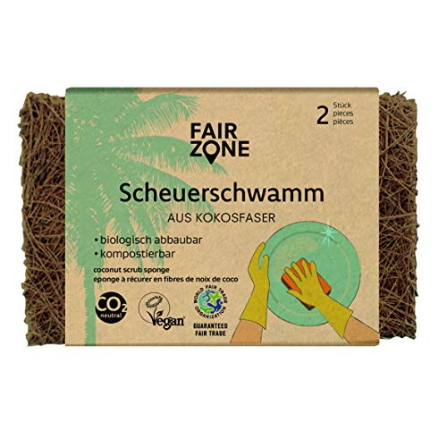 FAIR Zone Scheuerschwamm 2er Set aus Kokosfaser biologisch abbaubar von Fair Squared