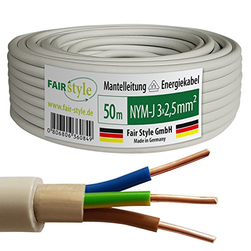 Fair Style 50m NYM-J 3x2,5 mm² Mantelleitung Feuchtraumkabel Elektrokabel Kupfer Made in Germany Fair Style 50m NYM-J 3x2,5 mm² Mantelleitung Feuchtraumkabel Elektrokabel Kupfer Made in Germany von Fair Style