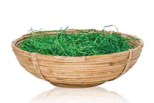 Fair Trade Korbwaren Handgefertigtes Osternest aus Cane Grass (Pfahlrohr) – Natürlicher Osterkorb mit grünem Ostergras (25 cm) von Fair Trade Korbwaren