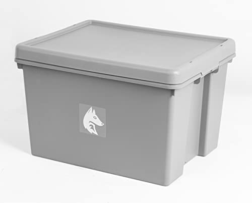 FairFox FoxBox - Aufbewahrungsbox mit Deckel 45L [39 x 42 x 32cm] 100% RECYCELT I stapelbare Plastikbox macht Ordnung halten einfach I stabile Verstauboxen mit Deckel für Drinnen und Draußen von FairFox