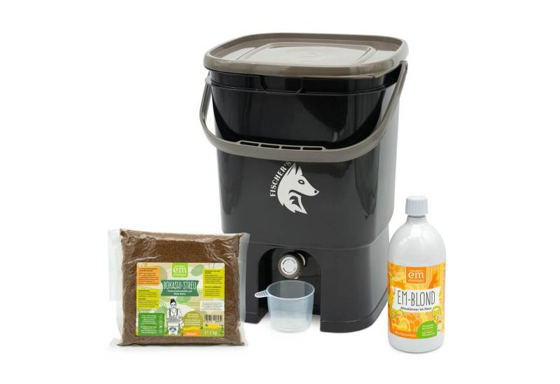 FairFox Komposter FairFox Bokashi-Set – Küchenkomposter mit Zubehör & EM-Starterpaket, (5 St., Bokashi-Komposter-Set mit Zubehör zur Fermentation), Mit Zubehör & Streu – nachhaltiger Küchenkomposter von FairFox