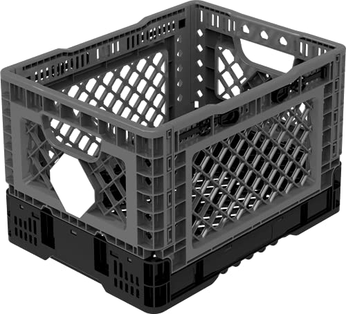 FairFox große Klappbox faltbar & ULTRA STABIL aus 50% Recycle-Plastik - Rohöl-Ersparnis: 2 L I Klappkiste mit 10 Jahren Garantie [GRAU, 59 L] von FairFox