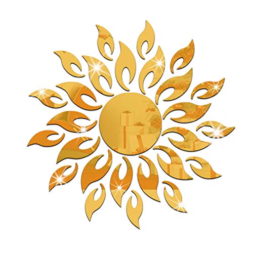 FairOnly 3D Spiegel Oberfläche Wandtattoo Sonne Muster Abnehmbare Gold Notwendigkeiten von FairOnly