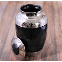 Perle Schwarz Messing Urne Für Menschliche Asche | Erwachsene Bemalte Large 10" Mit Samttasche von FairTradingCanada