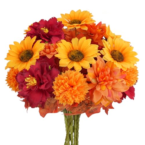 Fairblo 6 Stück Kunstblumen Herbst Künstliche Blumen Sonnenblumen Pfingstrosen und Chrysanthemen mit Ahornblättern Kunstblumenstrauß für Haus Garten Esstisch Hochzeit Festliche Dekorationen Fairblo 6 Stück Kunstblumen Herbst Künstliche Blumen Sonnenblumen Pfingstrosen und Chrysanthemen mit Ahornblättern Kunstblumenstrauß für Haus Garten Esstisch Hochzeit Festliche Dekorationen von Fairblo