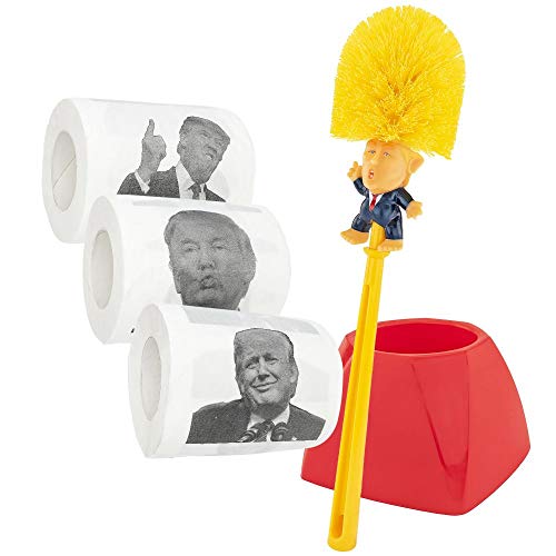 Fairly Odd Novelties Donald Trump Toilettenpapier-Set mit Sockel, weißer Elefant, Geschenk, Macht Badezimmer Wieder, gelb von Fairly Odd Novelties