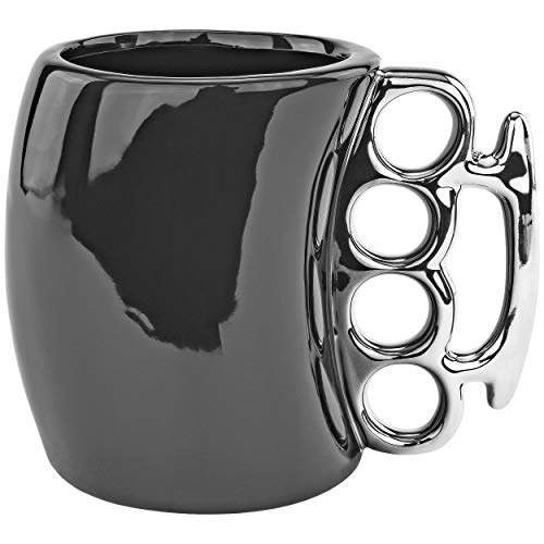 Fairly Odd Novelties Schlagring Kaffeebecher aus Keramik, schwarz von Fairly Odd Novelties