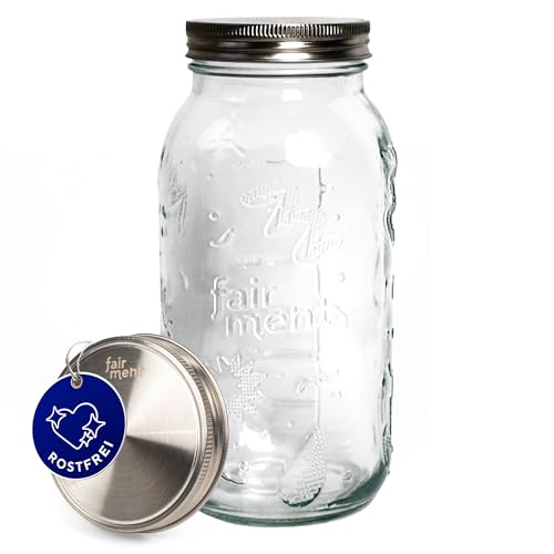 Fairment Original Jar inkl. rostfreiem Edelstahldeckel - Fermentationsglas - Einmachglas vielseitige Verwendungen - 64oz (1893ml) von Fairment