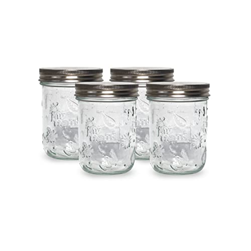 Fairment Original Jar inkl. rostfreiem Edelstahldeckel - Fermentationsglas 4er Set - 16oz (473ml) - Einmachglas vielseitige Verwendungen - Mikrobendesign von Fairment