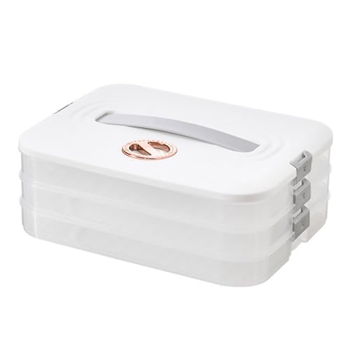 Fairnull Triple Layer Knödelaufbewahrungsbox mit stabilem Griff ein-, zwei-, drei- und vierlagiger Lebensmittelbehälter für Zuhause, Picknick und Partys Weiß von Fairnull