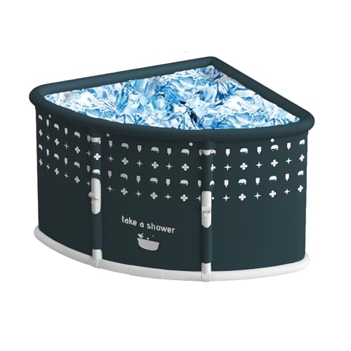 Tragbare Badewanne Für Erwachsene, 73X73Cm Faltbare Badewanne, Aufblasbare Erwachsene, Fan-Form Ecke Design, Leicht Zu Verstauen Und Transportieren Für Eisbad, Dusche, Garten, Camping (Grün) von Fairnull