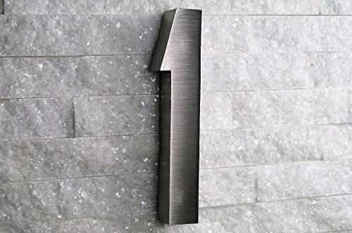 3D Hausnummer 1 Edelstahl rostfrei witterungsbeständig 3D Effekt in 20cm Höhe und 3cm Tiefe aus gebürstetem Edelstahl V2A inkl. Montagematerial erhältlich:0 1 2 3 4 5 6 7 8 9 a b c d von Fairpreis-Design
