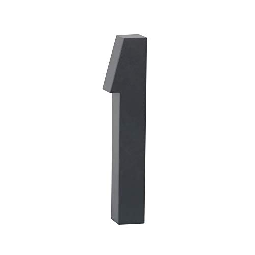 3D Hausnummer 1 anthrazit - grau RAL 7016 Edelstahl V2A rostfrei witterungsbeständig rostfrei Höhe 20cm inkl. Montagematerial erhältlich 0 1 2 3 4 5 6 7 8 9 a b c d von Fairpreis-Design