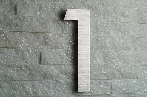 Hausnummer 1 Edelstahl V2A ITC Bauhaus Design rostfrei witterungsbeständig Höhe 20cm aus gebürstetem Edelstahl ALLE erhältlich: 0,1,2,3,4,5,6,7,8,9,A,B,C,D,E von Fairpreis-Design