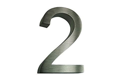 Hausnummer 2 Edelstahl 3D rostfrei witterungsbeständig filigrane Schriftart Arial 16cm Höhe und 3cm Tiefe aus gebürstetem Edelstahl V2A ALLE erhältlich 0 1 2 3 4 5 6 7 8 9 Hausnummer 2 Edelstahl 3D rostfrei witterungsbeständig filigrane Schriftart Arial 16cm Höhe und 3cm Tiefe aus gebürstetem Edelstahl V2A ALLE erhältlich 0 1 2 3 4 5 6 7 8 9 von Fairpreis-Design
