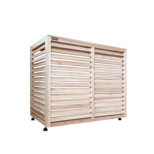 Verkleidung für Wärmepumpe oder Klimaanlage Sichtschutz Abdeckung Holz für Außengeräte (naturbelassen) von Fairpreis-Design
