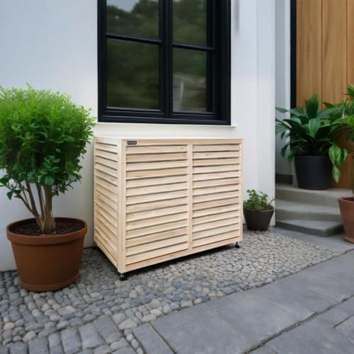 Verkleidung für Wärmepumpe oder Klimaanlage Klima Sichtschutz Abdeckung Holz für Außengeräte (naturbelassen) von Fairpreis-Design