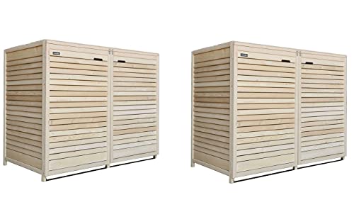 Fairpreis-design Mülltonnenbox Mülltonnenverkleidung 240L für 4 Tonnen Natur mit Rückwand Holz vormontiert Müllcontainer Mülltonnenschrank Mülltonne Adr von Fairpreis-design