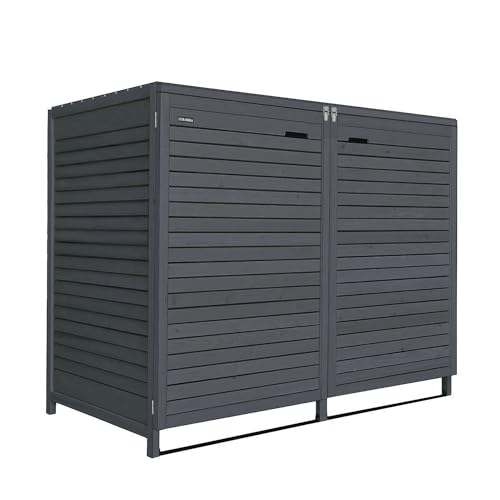 Mülltonnenbox Mülltonnenverkleidung ADRIA24 für 2 Tonnen240L imprägniert in anthrazit Müllcontainer Mülltonnenschrank Mülltonne von Fairpreis-design