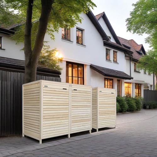 Mülltonnenbox Roma Mülltonnenverkleidung aus Holz 240L naturbelassen Müllcontainer Mülltonnenschrank Mülltonne (3 Tonnen) von Fairpreis-design