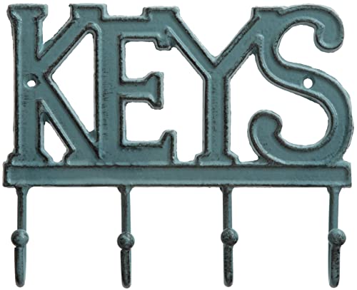 Gusseisener Wandhaken Schlüsselhaken- Vintage Design Schlüsselhalter Wandmontage Metall Schlüsselbrett, Hochbelastbar Schlüsselboard Dekorative Hakenleiste blau von FairyCity
