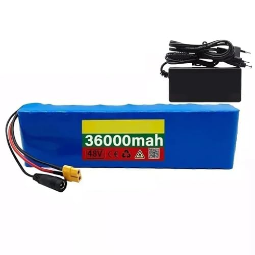 FairyHover 48V 36Ah E-Bike Lithium-Ionen-Akku Mit Ladegerät Wasserdichter Lithium-Akku Eingebauter BMS-Schutz 13S3P 18650 Lithium-Akku XT60,48V36A von FairyHover