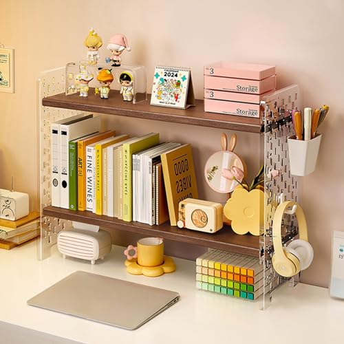 FairyHover Verstellbares Schreibtisch-Bücherregal Mit Acryl-Lochplatte Schreibtisch-Organizer-Rack 2-Lagiger Acryl-Bücherhalter Für Zuhause Schlafsäle Büros C,60 * 20 * 36CM von FairyHover