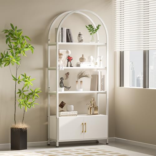 FairyLee Bücherregal Gewölbtes Mit 2 Türen,Stabilem Metallrahmen,181Cm 4-Stöckiges Gewölbtes Ausstellungsregal Für Büro,Schlafzimmer FairyLee Bücherregal Gewölbtes Mit 2 Türen,Stabilem Metallrahmen,181Cm 4-Stöckiges Gewölbtes Ausstellungsregal Für Büro,Schlafzimmer von FairyLee