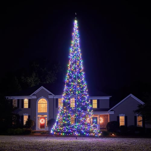 Fairybell LED-Weihnachtsbaum für draußen im Fahnenmast - 8 Meter - 1500 LEDs - Multi Colour von Fairybell