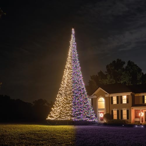 Fairybell LED-Weihnachtsbaum für draussen - Luminous Switch - 10 Meter - 8000 LEDs - Geeignet für vorhandene Fahnenmasten - Warmweiss und/oder Multicolor von Fairybell