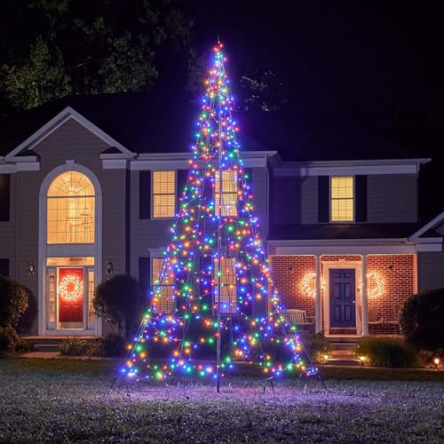 Fairybell LED-Weihnachtsbaum für draussen - 4 Meter - 640 LEDs - Weihnachtsbaum inklusive Mast - Multi Colour von Fairybell