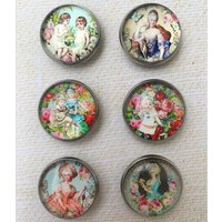 Set Mit 6 Magneten Im Vintage-stil, Die Frauen Der Monarchie Und Skizzen Kindern Aus Dem 18. Jahrhundert Darstellen von Fairylibellule