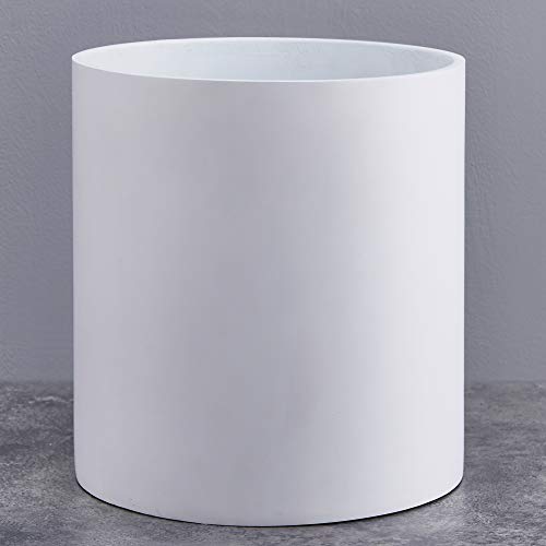 FaithLand Blumentopf 25,4 cm – perfekt passend für Moderne Pflanzenständer Mitte des Jahrhunderts – Ablaufstopfen und Drainagesieb – matt weißer Übertopf – verbessert von FaithLand