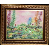 Großes Emaille-Gemälde Auf Kupfer Von Louis Cardin von FaithSnowPearls
