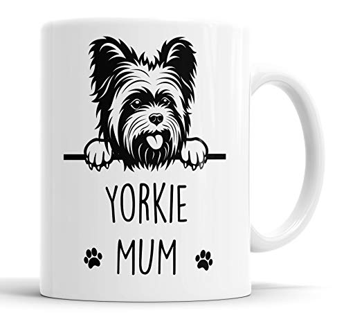 Faithful Prints Tasse mit Aufschrift "Yorkie Mum", Geschenk für Haustiere, Yorkshire Terrier, Hund, Mutter, Vater, Freund, lustige Geschenkidee für Geburtstag, Weihnachten, Keramiktasse von Faithful Prints