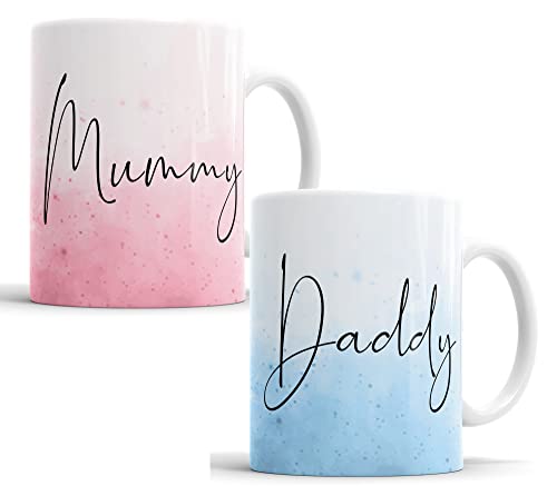 Mummy and Daddy Aquarellbecher für neue Eltern, Mama und Vater, Mutter, Vater, Geschenk, Geschenk (Mama & Papa) von Faithful Prints