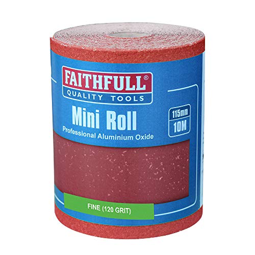 Aluminium Oxide Sanding Paper Roll Red Heavy-Duty 115mm x 10m 120G von Faithfull