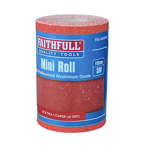 Aluminium Oxide Sanding Paper Roll Red Heavy-Duty 115mm x 5m 40G von Faithfull