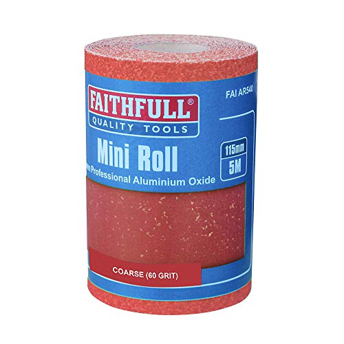 Aluminium Oxide Sanding Paper Roll Red Heavy-Duty 115mm x 5m 60G von Faithfull