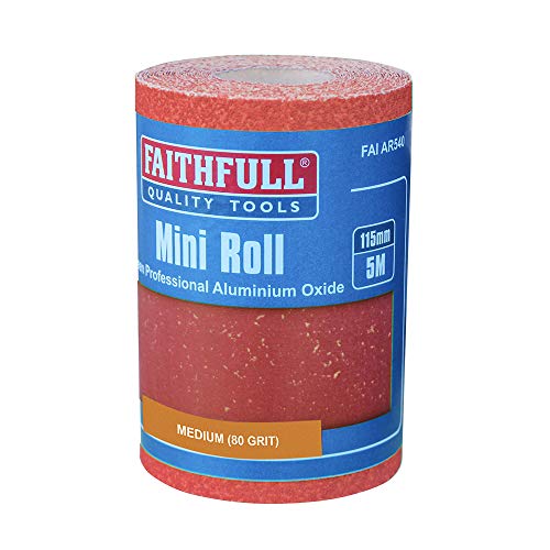 Aluminium Oxide Sanding Paper Roll Red Heavy-Duty 115mm x 5m 80G von Faithfull