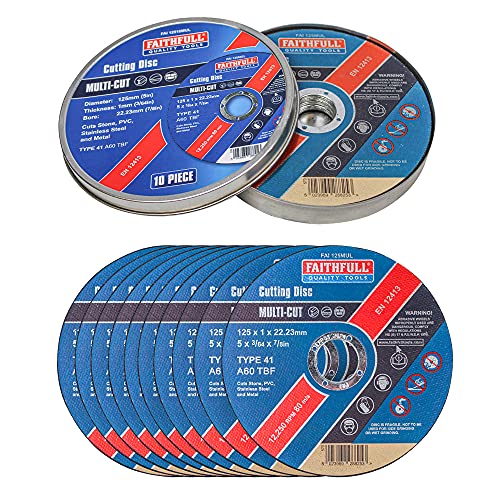 FAITHFULL Multi Cut Thin Cut Off Wheel 125mm x 1.0 x 22 Pack of 10 von Faithfull