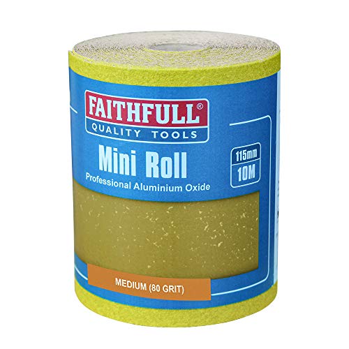 Faithfull FAIA1080Y 10 m Medium (Körnung 80), Schleifpapier-Rolle, Gelb (Standard), 115 mm x 10 m von Faithfull