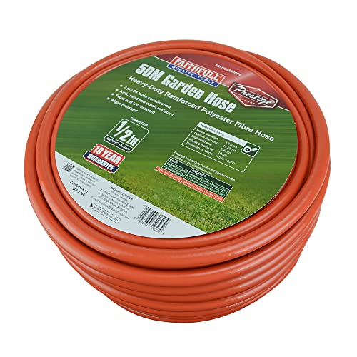 Faithfull FAIHOSE50PRE 50 m Prestige Gartenschlauch, verstärkt, PVC, 12,7 mm Durchmesser, Orange von Faithfull