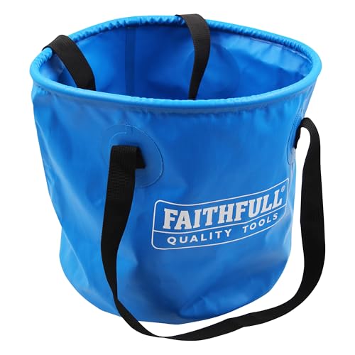 Faithfull wasserdichter Falteimer – Leichter PVC-Behälter mit stabilen Griffen und kompaktem, flach zusammenklappbarem Design für Reinigungs-, Entleerungs- und Klempnerarbeiten – 12 l Fassungsvermögen von Faithfull